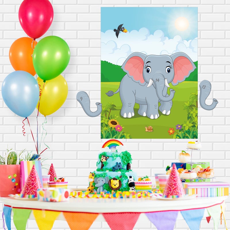ELECLAND Pin The Nose on The Elephant Party Game for Kids  Birthday Party Decorations  Carnival Circus Party Supplies  Animal Party Decorations - Image 4